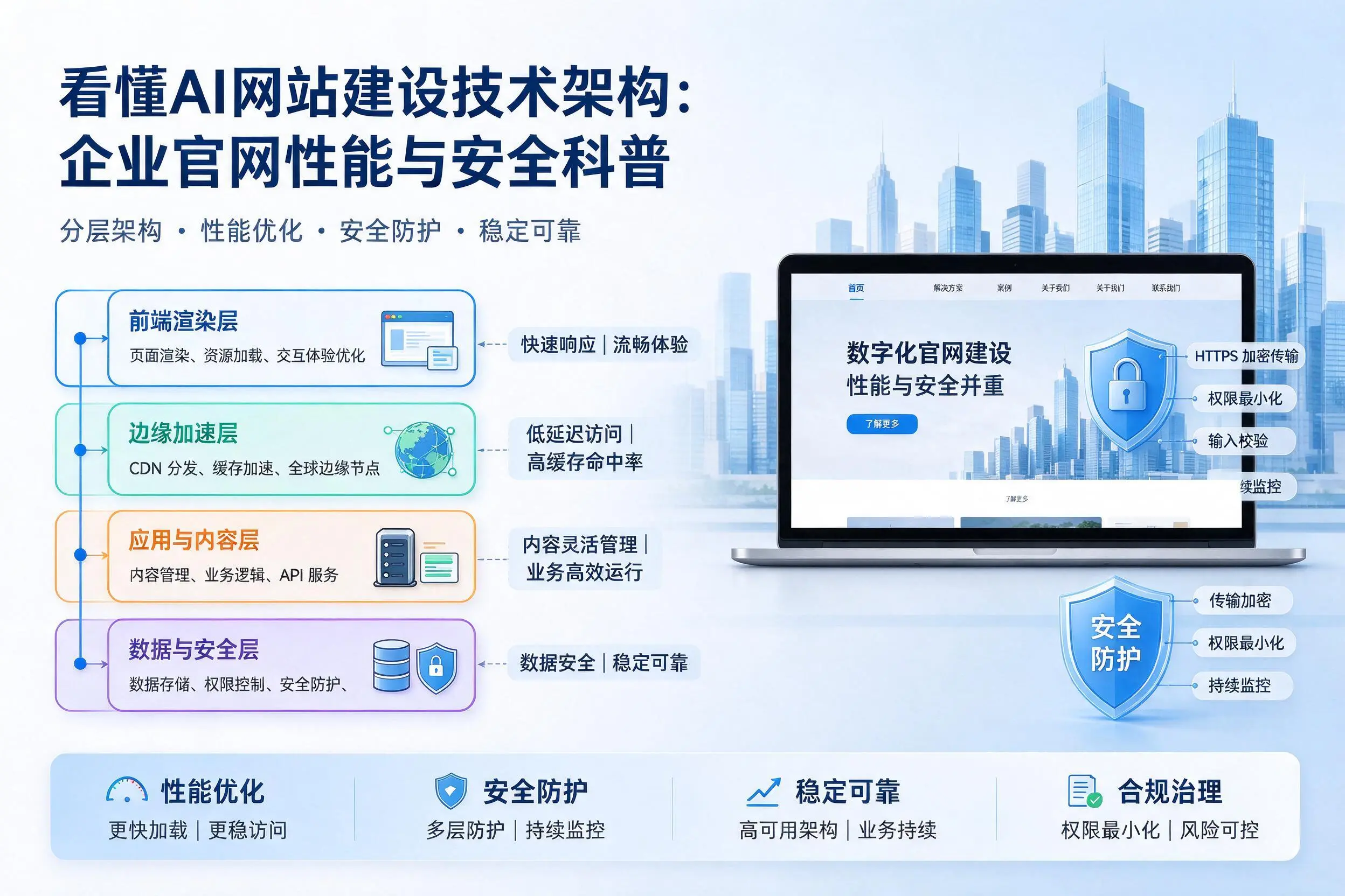 看懂AI网站建设技术架构：博尔塔拉企业官网性能与安全科普