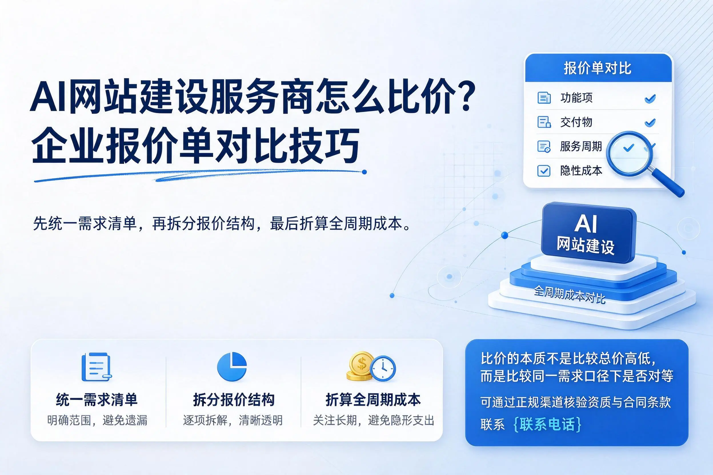 AI网站建设服务商怎么比价？博尔塔拉企业报价单对比技巧