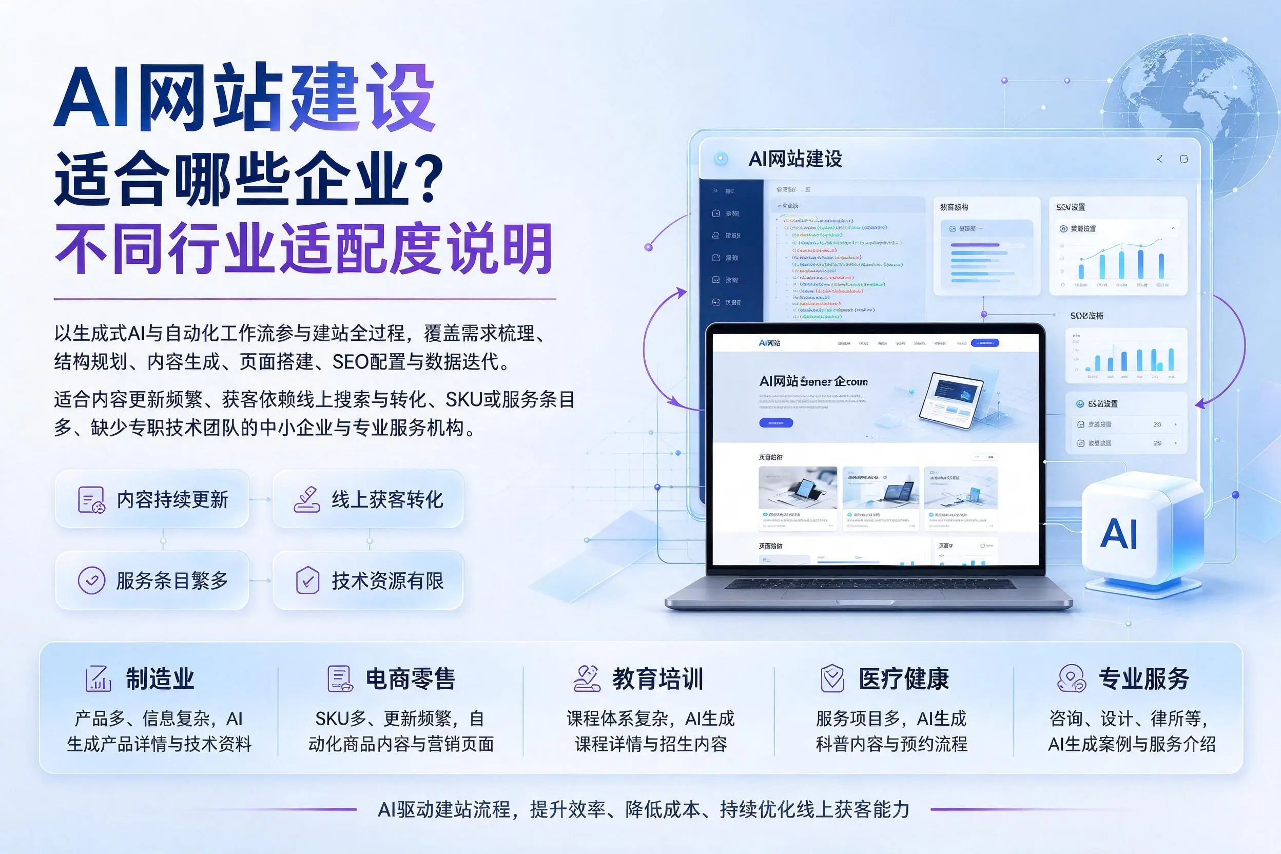 AI网站建设适合哪些企业?博尔塔拉不同行业适配度说明